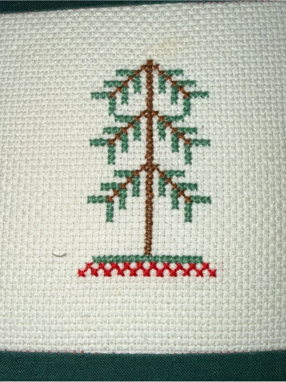 Handmade patchwork Holiday Plaid Tree Decorative Pillow - Green and Red